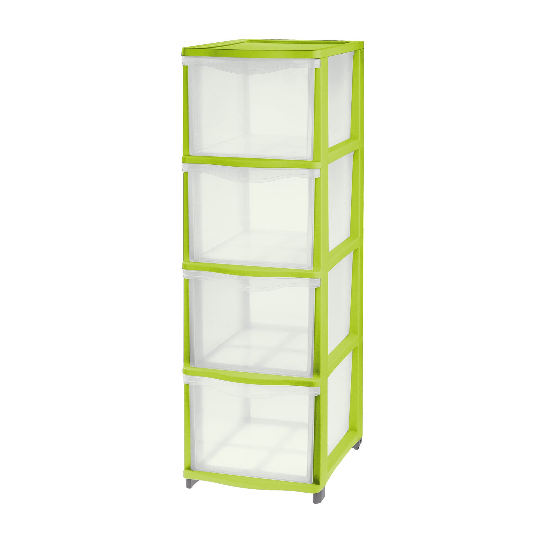 Cassettiera Cover Line 4 cassetti alti Trasparente / Lime