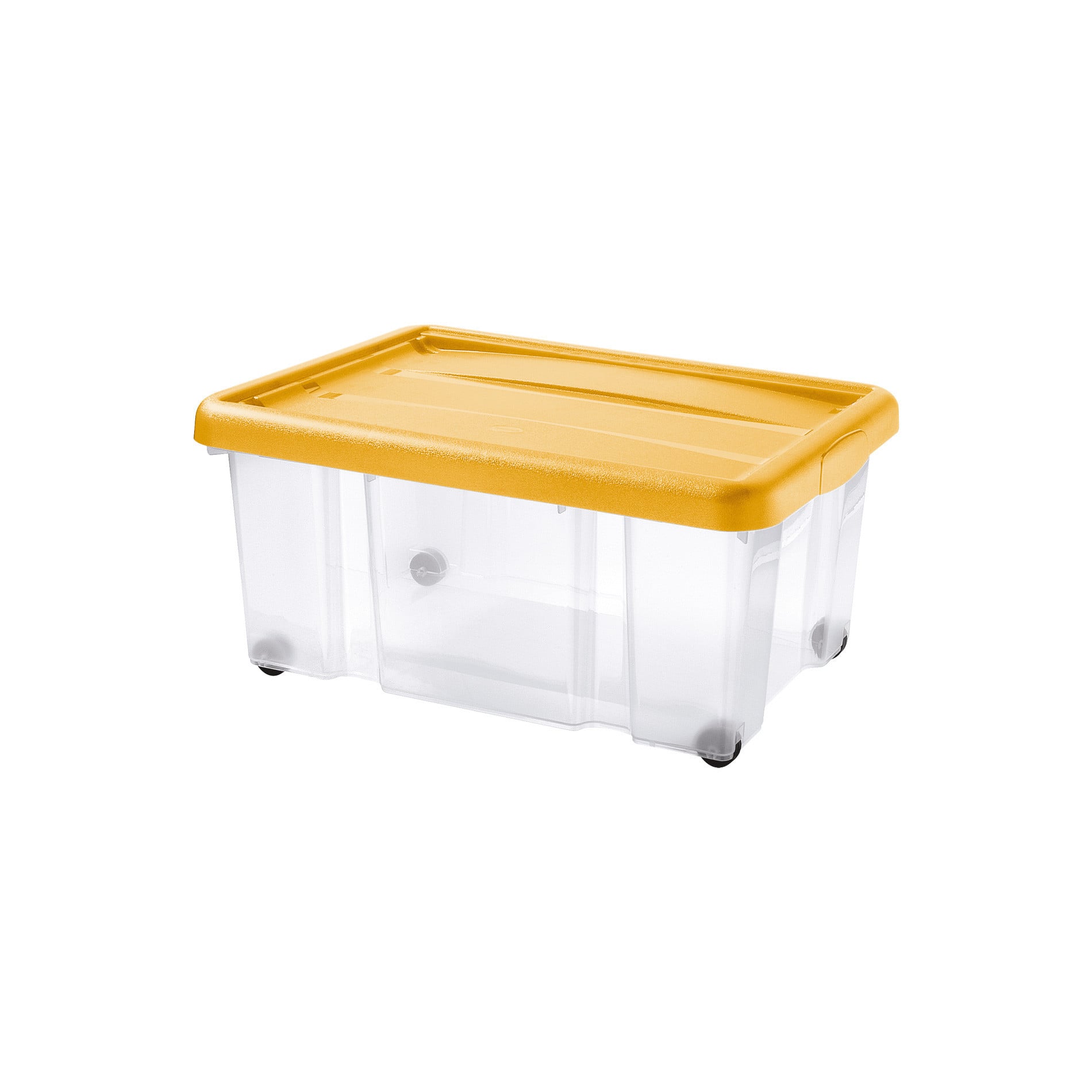 Puzzle Box con coperchio a scatto e ruote | 43 L Trasparente / Ciliegia